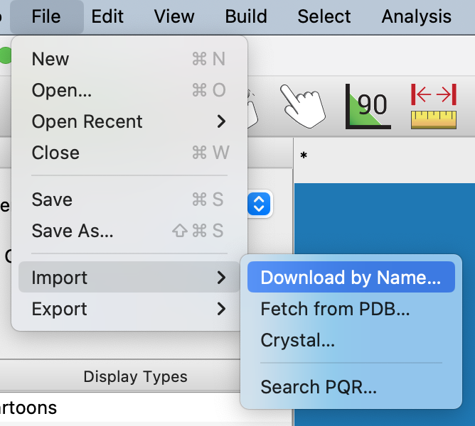 Screenshot of the File menu indicating Import => Download By Name