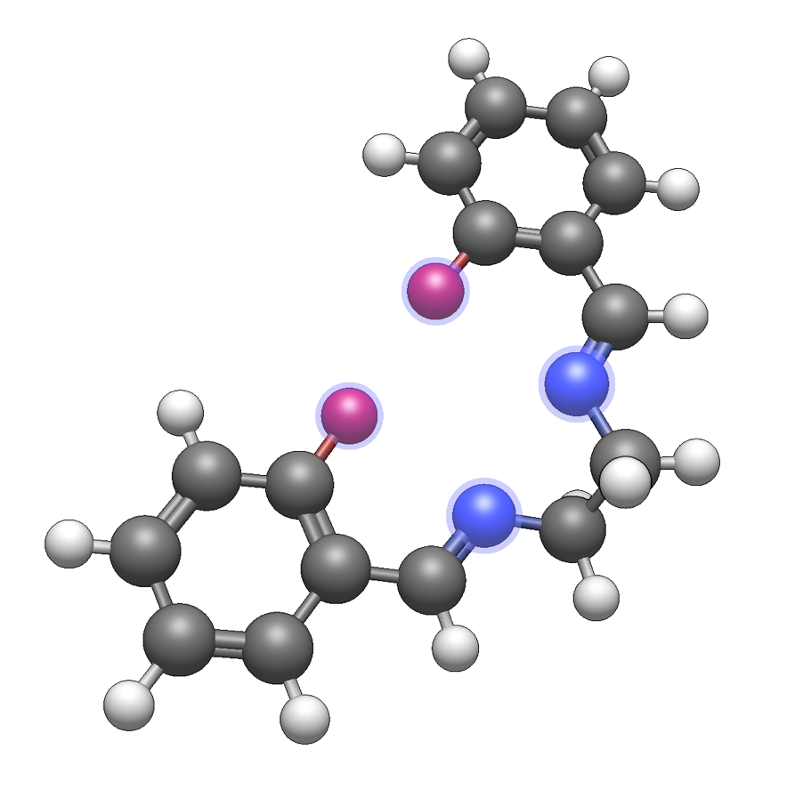 salen molecule with four selected atoms: two oxygen and two nitrogen