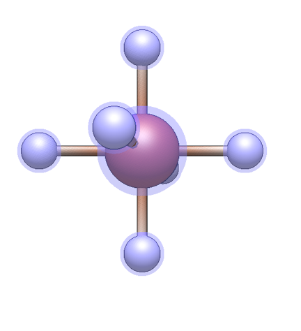 Image of octahedral iron atom with six white hydrogen atoms